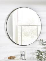 Miroir mural rond chromé argenté 50 cm