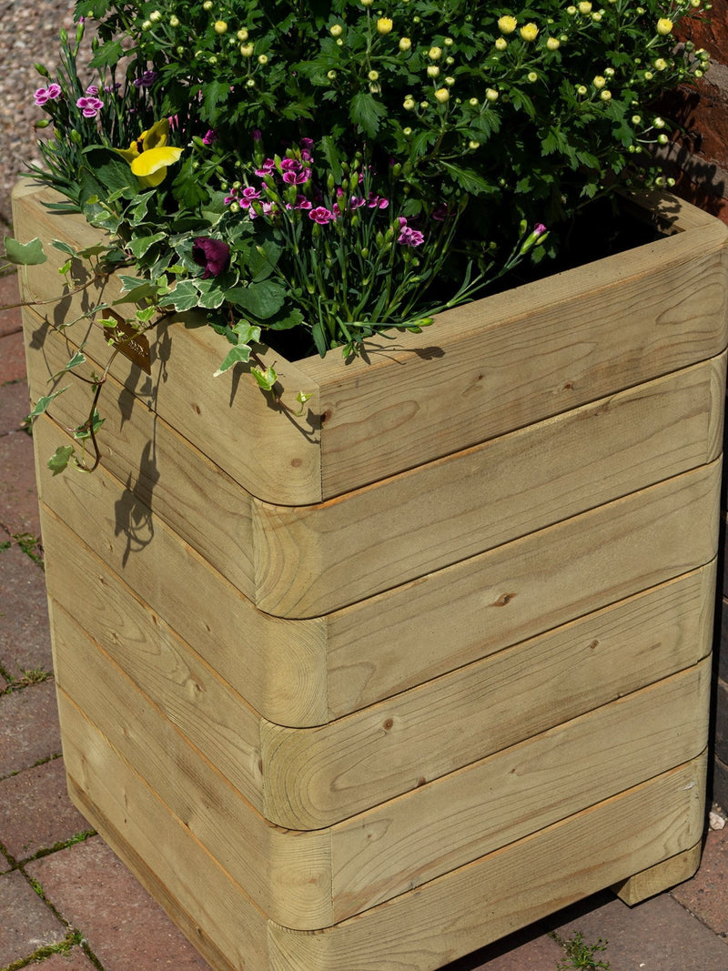Rowlinson natural Marberry tall wooden planter 60L, imported from the UK