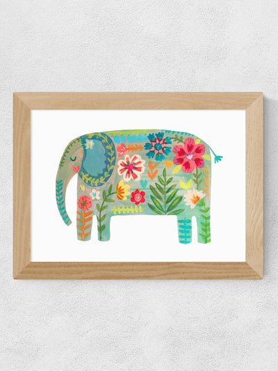 Next East End Prints White Floral Elephant Framed Wall Art Print by Darcie Olley- Buy online at McGrocer