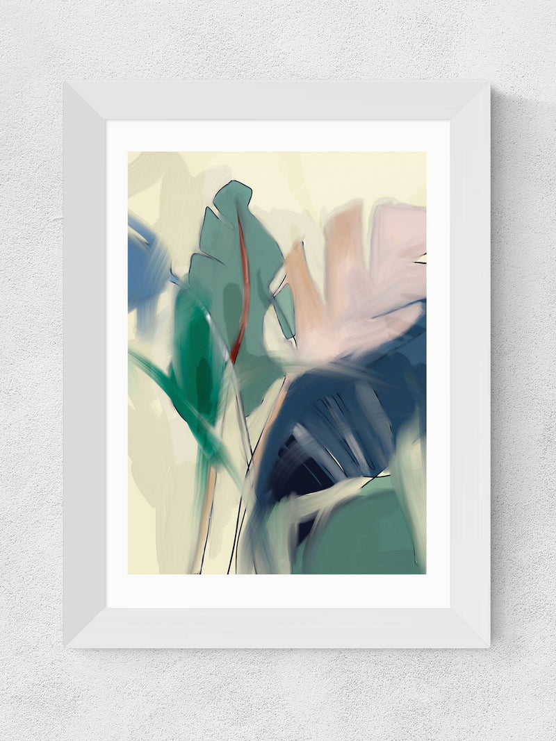 East End Prints Green Pastel Leaves by Ana Rut Bre Framed Print