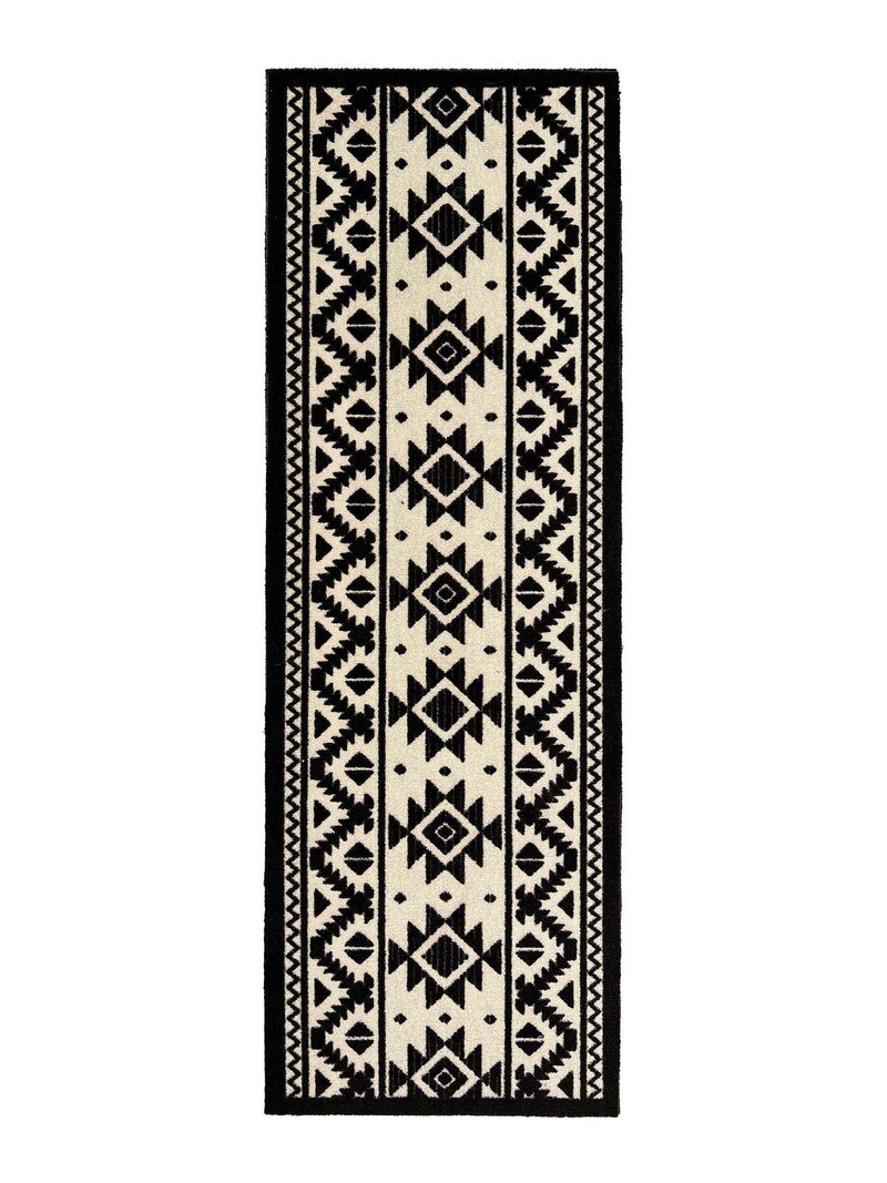 My Mat black pattern runner 150x50cm - British product