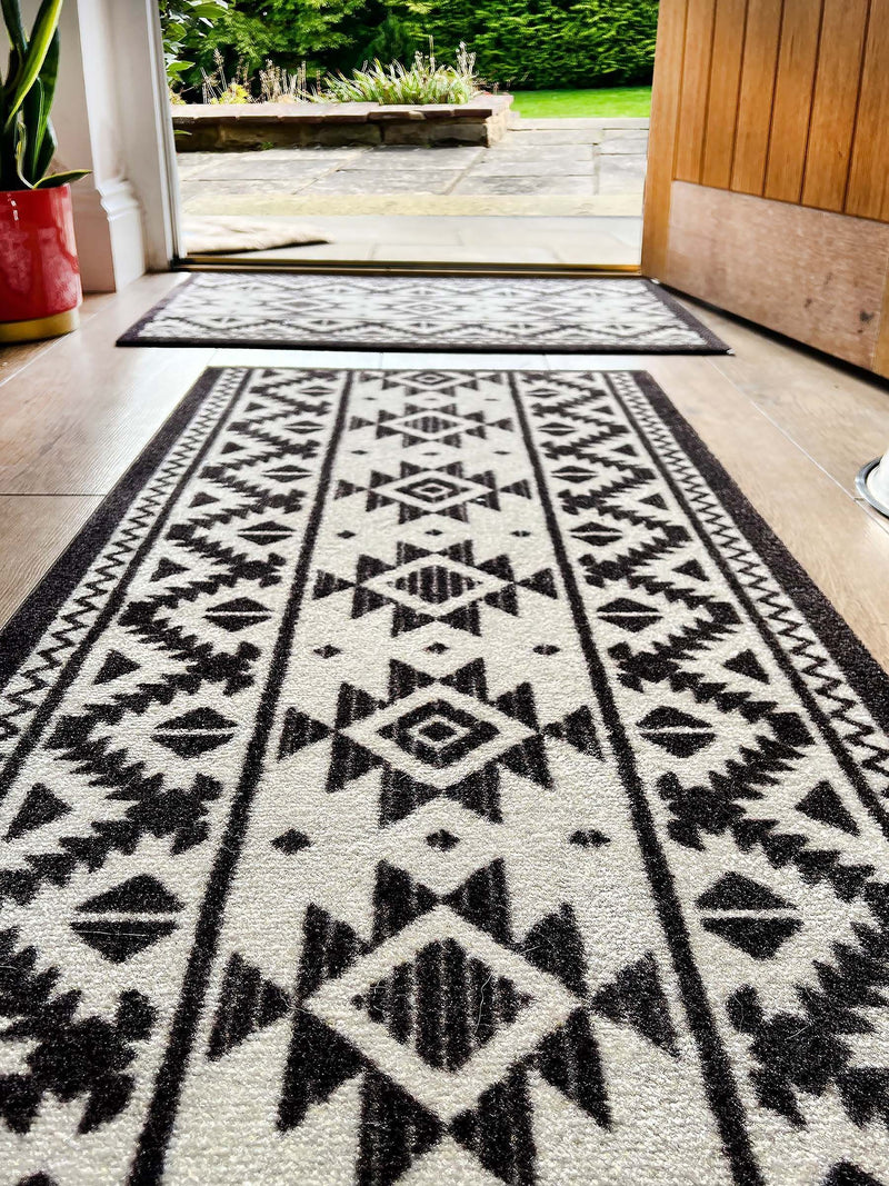 My Mat black pattern runner 150x50cm - British product