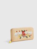 River Island brown floral embroidery raffia purse, imported from the UK