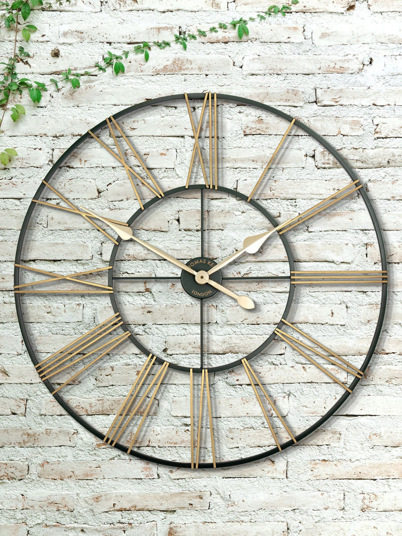 Thomas Kent green and gold oversized skeleton wall clock (British brand)