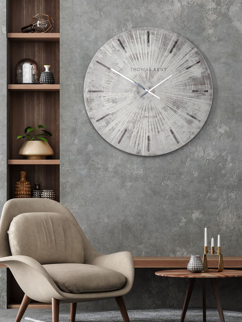 Thomas Kent Silver Starburst Oversized Wall Clock (British brand)