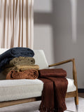 HÖEM hazel brown fringed throw 180x130cm, imported from the UK