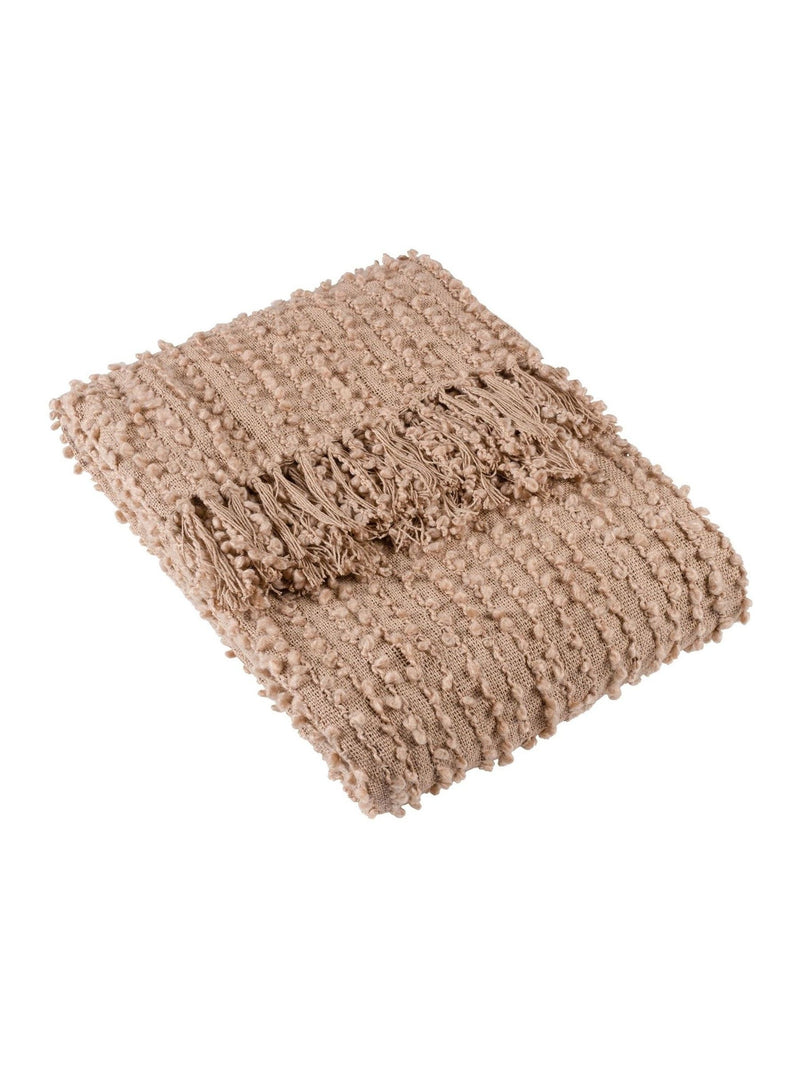 HÖEM Gips-Rosa Boucle-Garn Fransen-Überwurf - Britisches Produkt