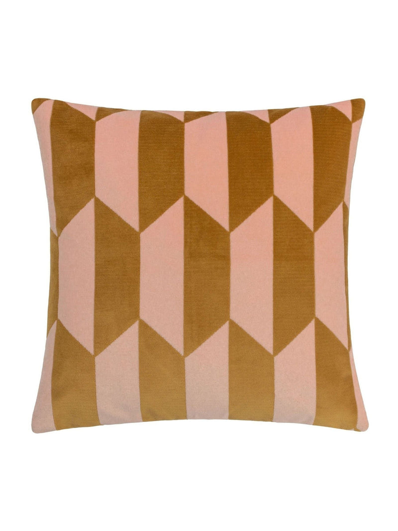 Furn Kalho geometric velvet cushion pink ochre - British product