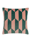 Furn pink green geometric velvet cushion, UK version