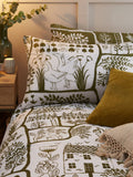 Green Frida reversible duvet cover and pillowcase set - British product