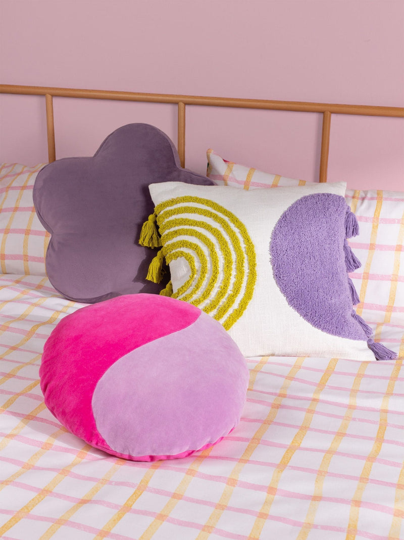 heya home lilac flower velvet cushion (British brand)