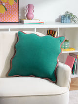 Next Heya Home Green Pink Wiggle Contrast Velvet Piped Edge Cushion- Buy online at McGrocer