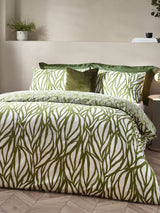 Next Botanics Frond Minimalist Cotton Rich Duvet Cover and Pillowcase Set in Olive Green- Buy online at McGrocer