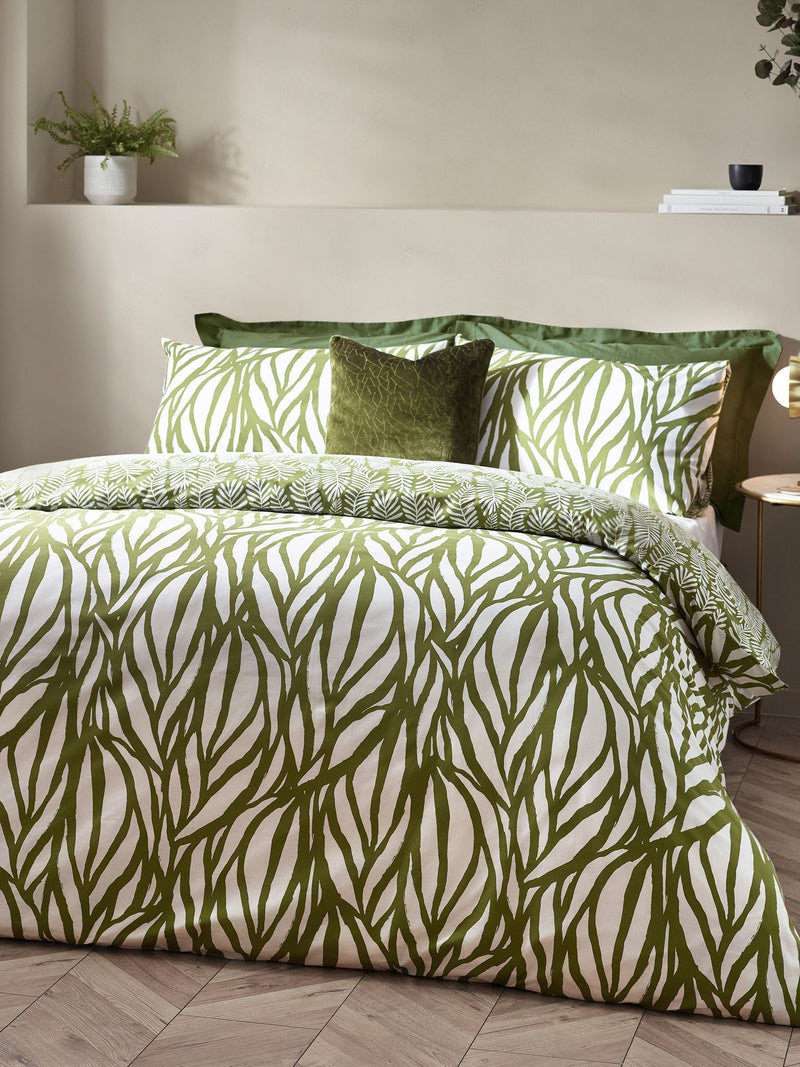 Botanics Olive Green duvet cover and pillowcase set, UK version