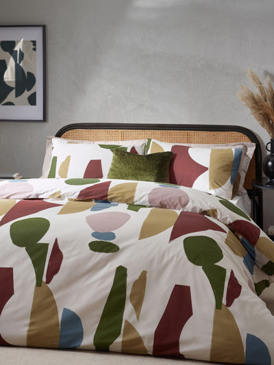 Next HÖEM Multicolour Dusk Blue Meta Art Deco Cotton Rich Duvet Cover and Pillowcase Set- Buy online at McGrocer