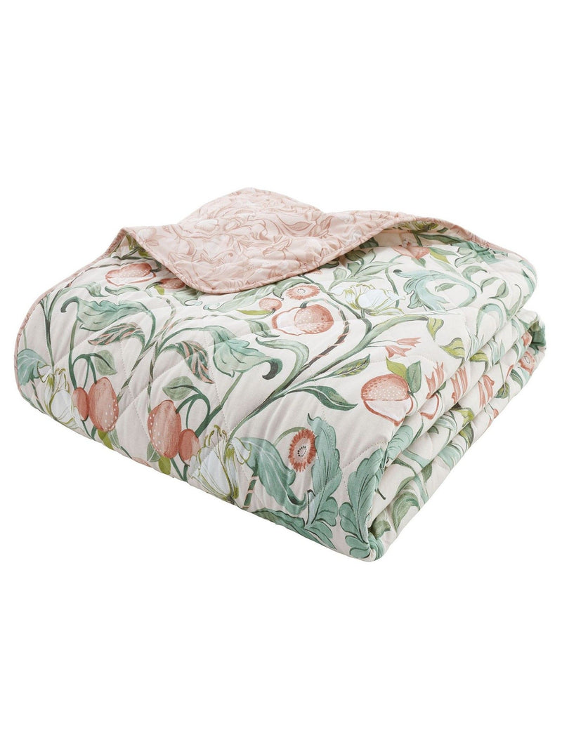 Catherine Lansfield Natural Clarence floral quilted throw, UK version