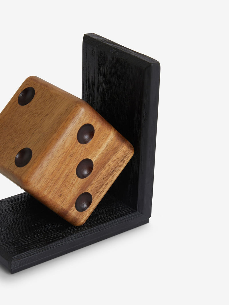 Bronx wooden dice bookend in black/brown - British product