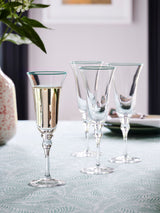 Next Nina Campbell Green Rim Meadow Champagne Flute Glasses Set of 4- Buy online at McGrocer