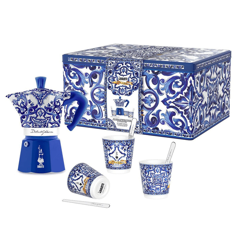 Dolce & Gabbana Blue Mediterranean moka pot 6-cup, imported from the UK