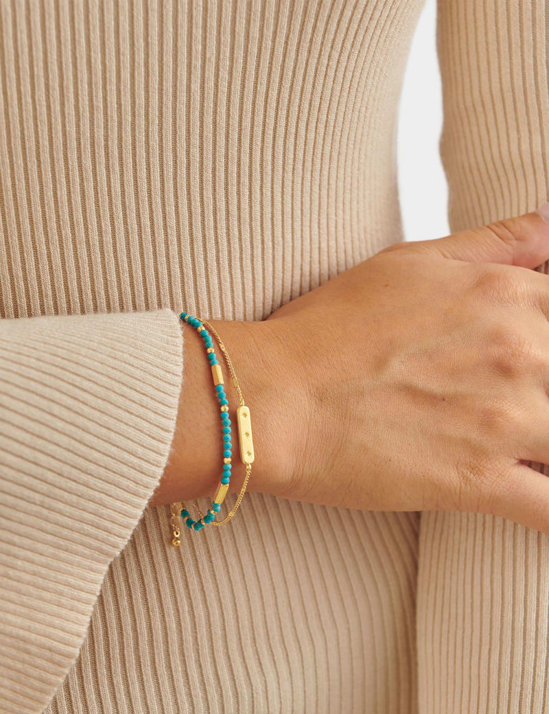 Katie Loxton gold plated birthstone bracelet with turquoise - British product