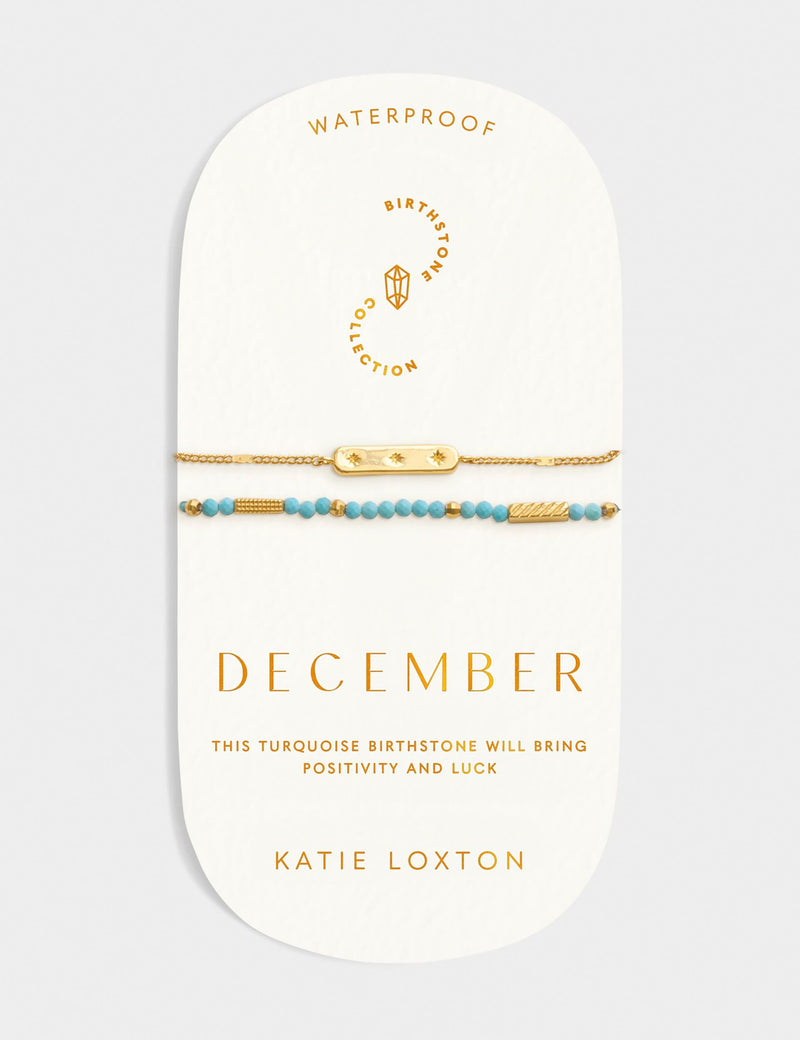 Katie Loxton gold plated birthstone bracelet with turquoise - British product