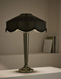 Deco velvet scallop shade table lamp with brass base - British product