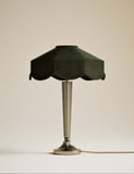 Deco velvet scallop shade table lamp with brass base - British product