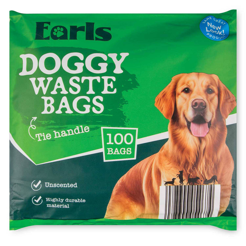 Dog poop bags with tie handles for pet waste - British product
