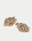 Earrings Double Pearl Heart Layered Drop (British brand)
