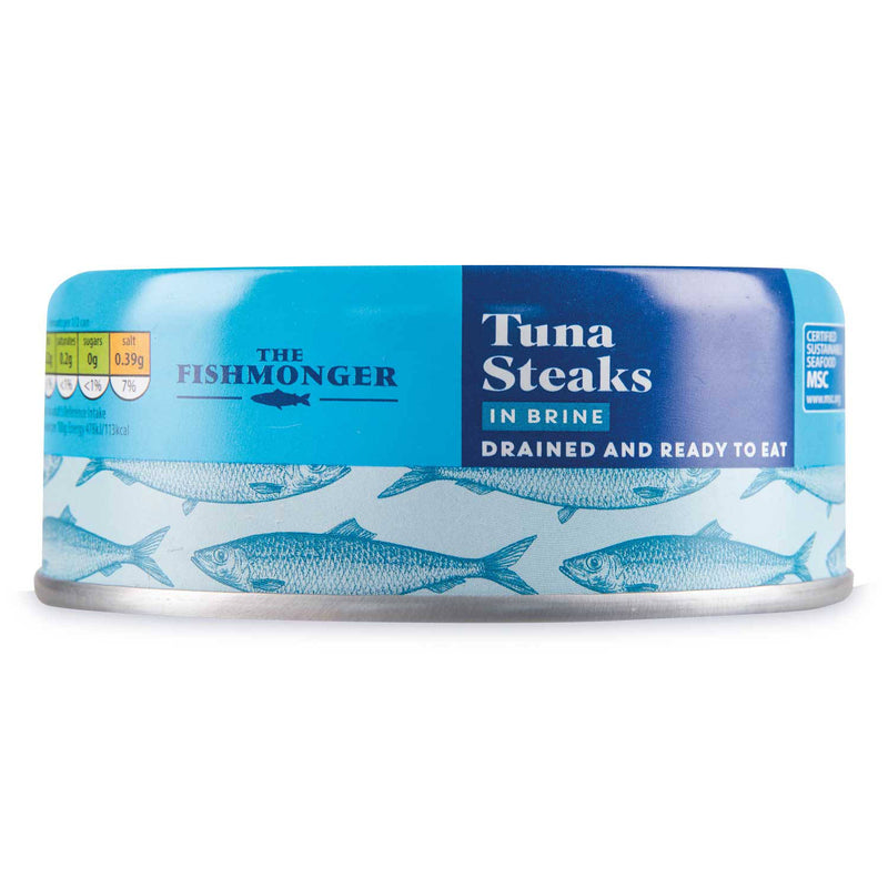 Tinned tuna steaks in brine 110g - British product