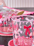 Set of 4 pink heart and bow tumbler glasses (British brand)