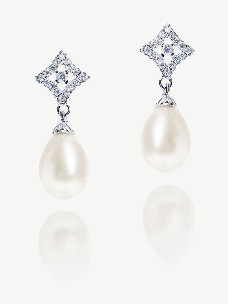 Ivory & Co Silver Tone Morocco Crystal and Pearl Earrings, UK version