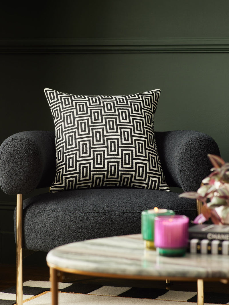 Monochrome geometric jacquard cushion 50x50cm (British brand)