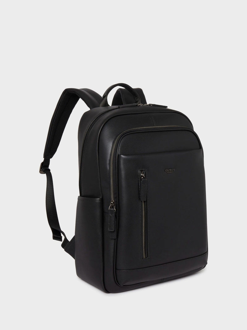 Osprey London Hudson black leather backpack, imported from the UK