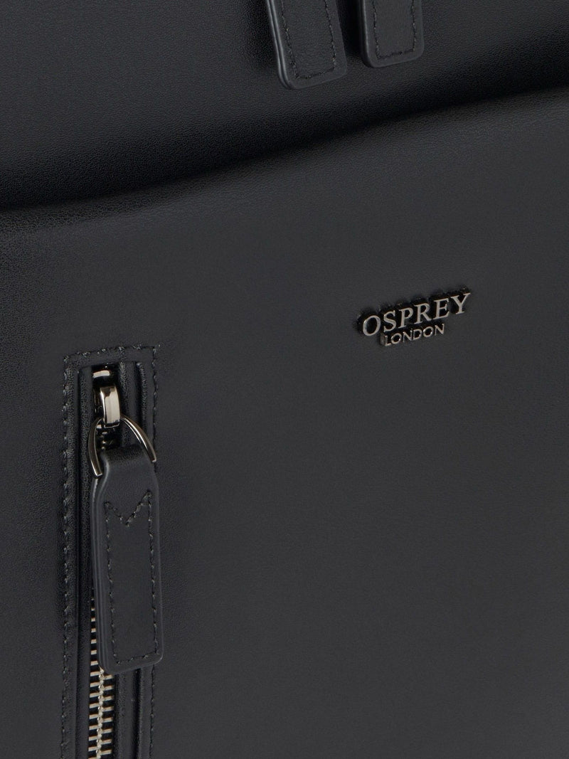 Osprey London Hudson black leather backpack, imported from the UK