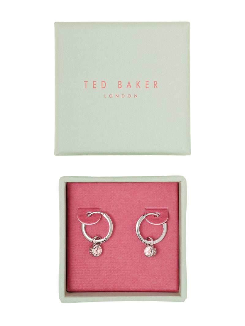 Ted Baker silver tone vintage rose huggie earrings, imported from the UK