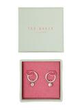 Ted Baker silver tone vintage rose huggie earrings, imported from the UK