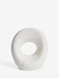 White pleated stoneware ornament with abstract shape (British brand)