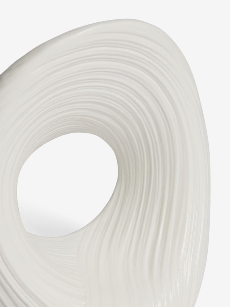 White pleated stoneware ornament with abstract shape (British brand)