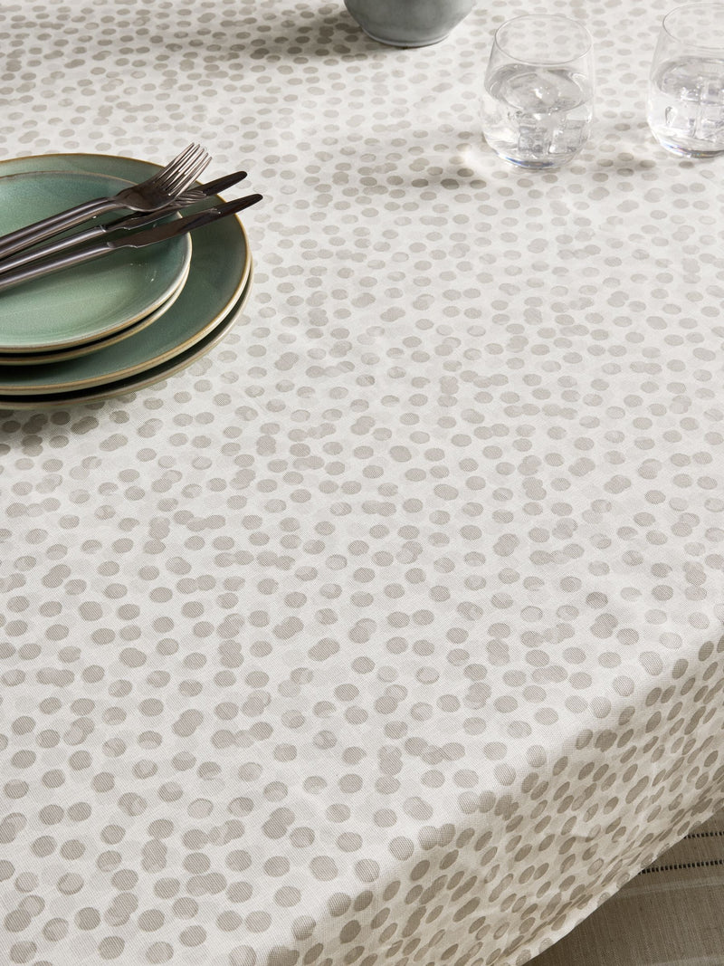 Grey spot wipe clean tablecloth, UK version