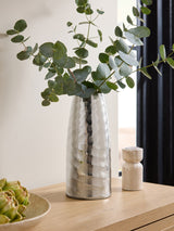 Silver Medium Metal Textured Home Decor Vase