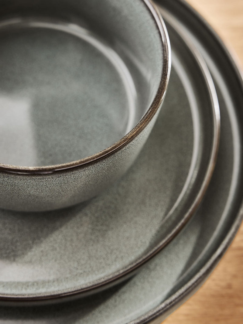 12 Piece Green Dalton Reactive Glaze Dinner Set