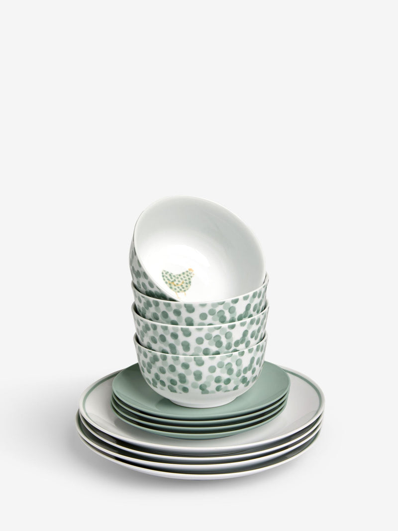 Sage green chicken dinner set 12 piece (British brand)