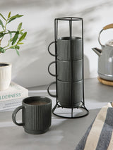 Next Stamford Charcoal Grey Stacking Stoneware Mugs Set of 4- Buy online at McGrocer