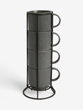Stamford charcoal grey stacking mugs set of 4 (British brand)