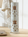 Set of 4 grey Hamish Highland cow stacking mugs (British brand)