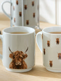 Set of 4 grey Hamish Highland cow stacking mugs (British brand)