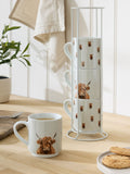 Set of 4 grey Hamish Highland cow stacking mugs (British brand)