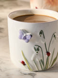 Purple floral wildlife stoneware mug, imported from the UK