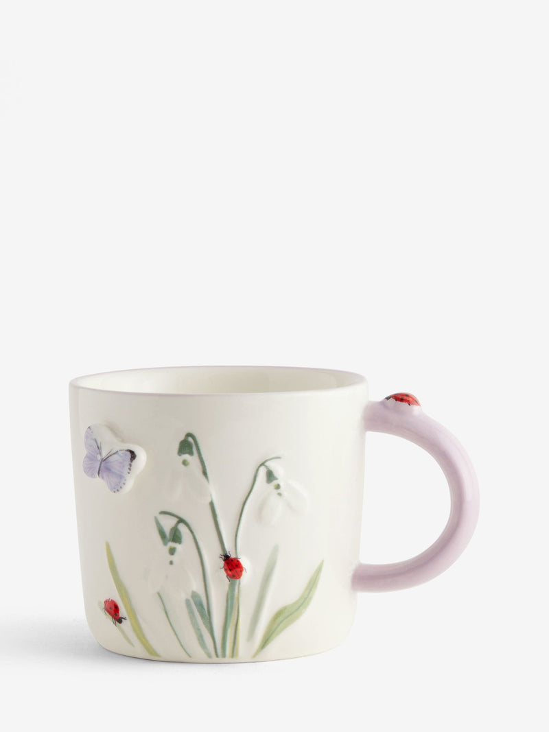 Purple floral wildlife stoneware mug, imported from the UK